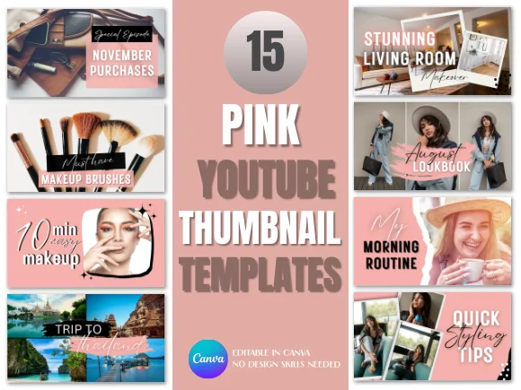 15 Pink YouTube Thumbnail Templates