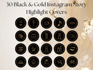 30 Black & Gold Instagram Story Highlight Covers