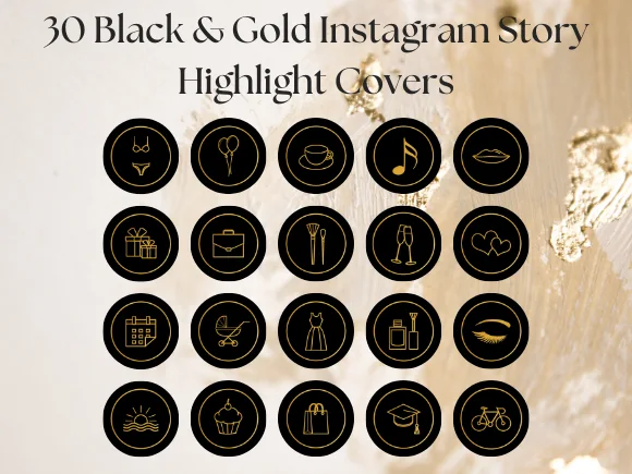 30 Black & Gold Instagram Story Highlight Covers