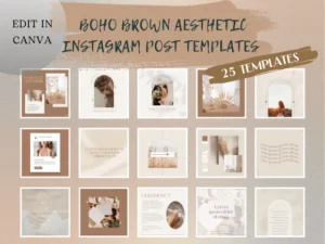 Boho Brown Aesthetic Instagram Post Templates