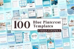 Editable Blue Pinterest Canva Pins