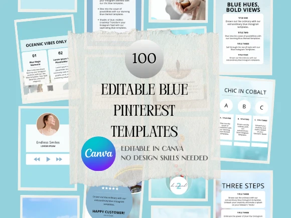 Editable Blue Pinterest Templates