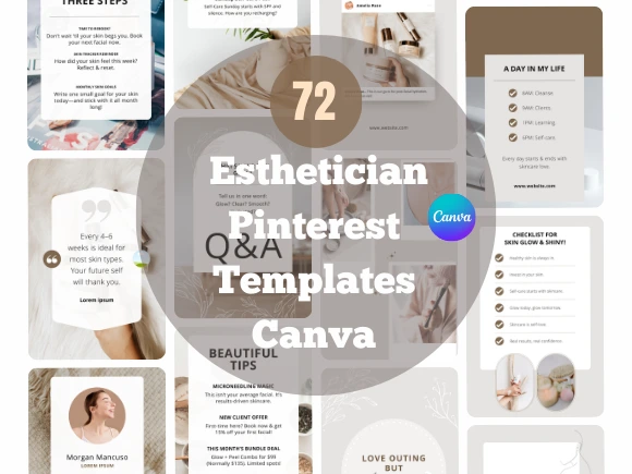 Esthetician Pinterest Templates Canva