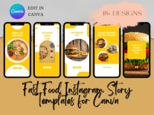 Fast Food Instagram Story Templates for Canva