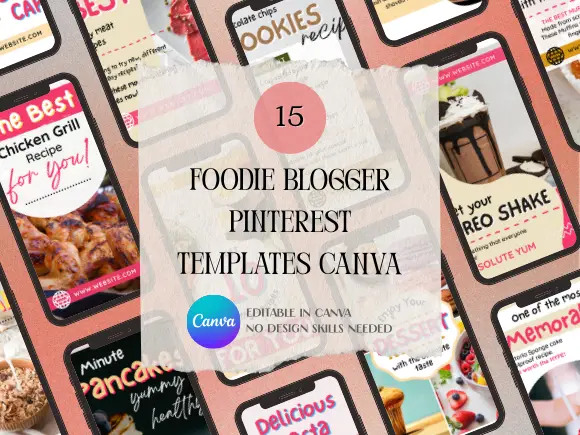 Foodie Blogger Pinterest Templates Canva