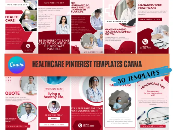 Healthcare Pinterest Templates Canva