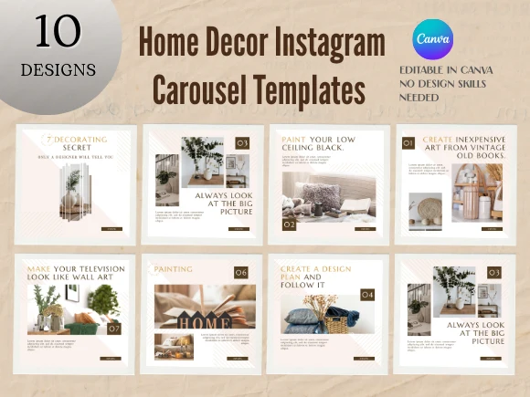  Home Decor Instagram Carousel Templates