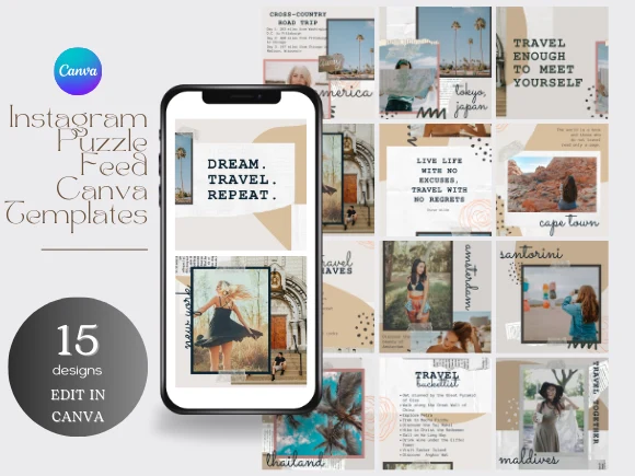 Instagram Puzzle Feed Canva Templates