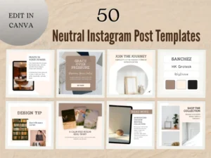 Neutral Instagram Post Templates for Canva