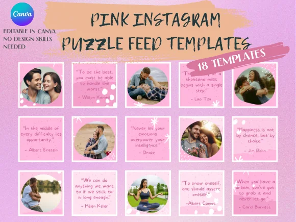Pink Instagram Puzzle Feed Templates