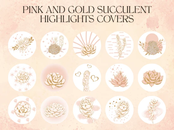 Pink and Gold Succulent Highlights Covers