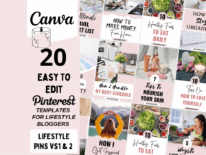 Pinterest Template Canva Lifestyle VS1,2