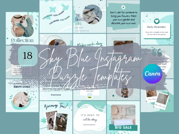 Sky Blue Instagram Puzzle Templates