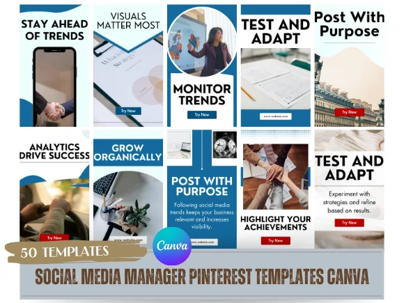 Social Media Manager Pinterest Templates Canva