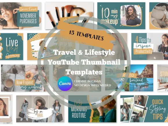 Travel & Lifestyle YouTube Thumbnail Templates