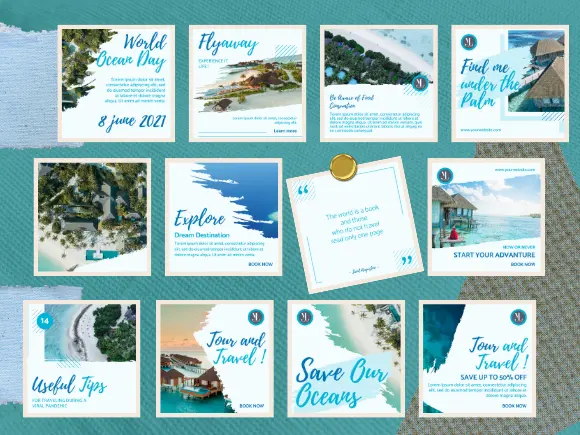 Travel Two Instagram Puzzle Templates