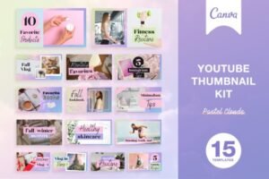 YouTube Thumbnail Kit Editable in Canva